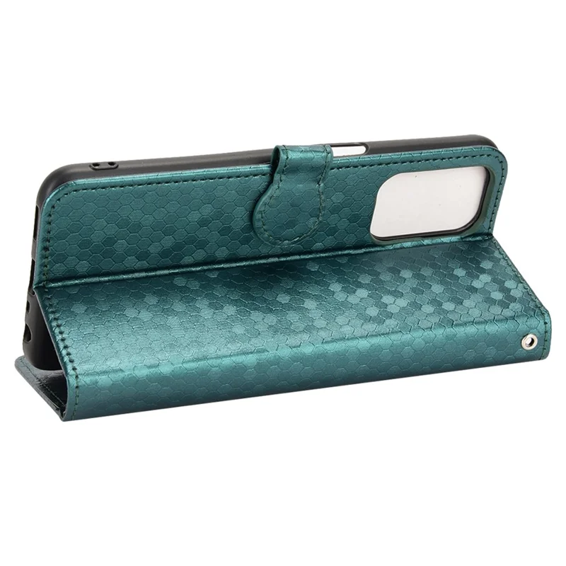 For OnePlus Nord N200 5G Folio Flip Wallet Case Dot Pattern Imprinted PU Leather Stand Well-protected Cover - Green