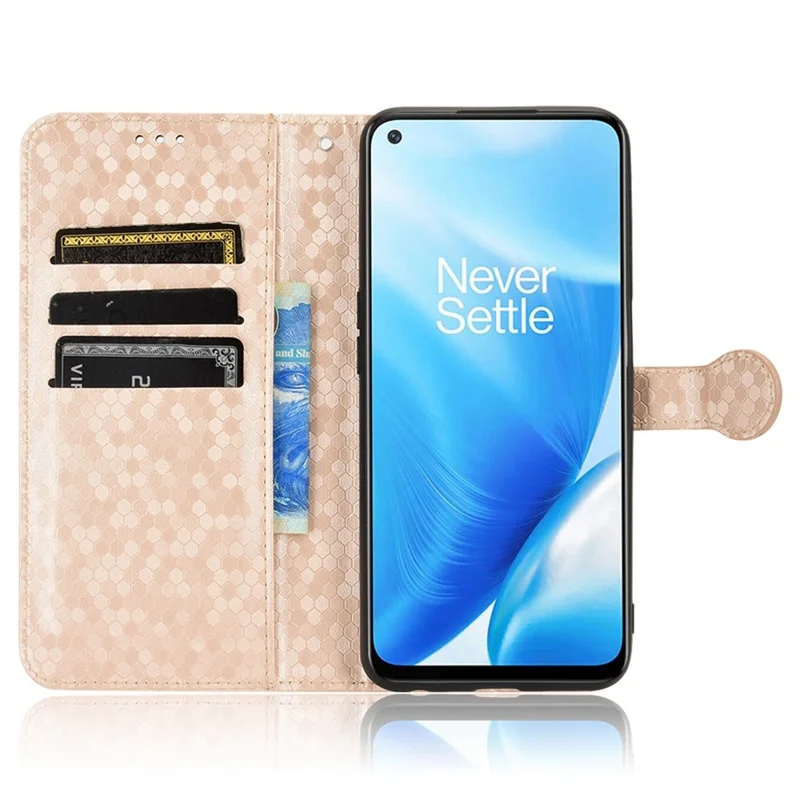 Für OnePlus Nord N200 5G Folio Flip Wallet Hülle Dot Muster Eingeprägter PU Lederständer Gut Geschützt - Roségold
