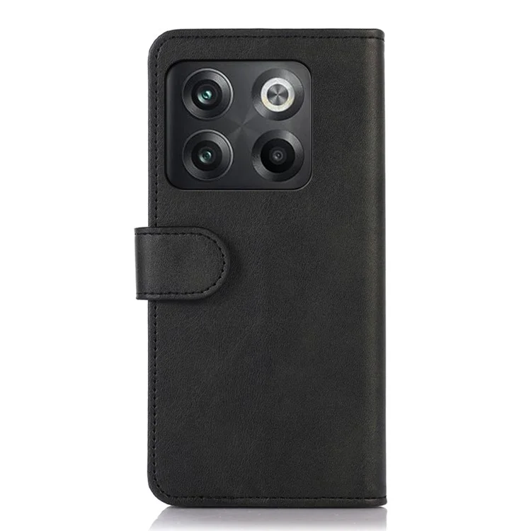 For OnePlus 10T 5G / Ace Pro 5G Anti-collision Magnetic Clasp Cowhide Textured Phone Wallet Case PU Leather Flip Cover Viewing Stand - Black