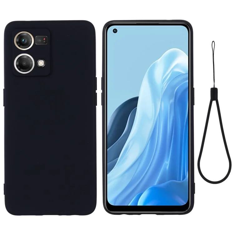 Жидкокристаллический силиконовый чехол для Oppo Reno7 4G / F21 Pro 4G, утолщенный дизайн, мягкая микрофибровая подкладка, защита от царапин, защитный чехол - черный