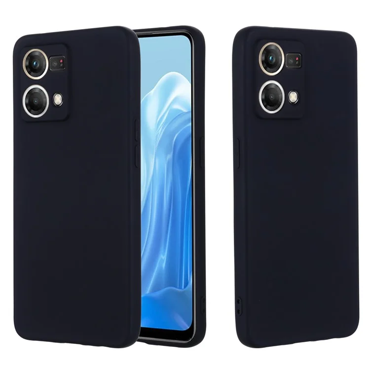 Жидкокристаллический силиконовый чехол для Oppo Reno7 4G / F21 Pro 4G, утолщенный дизайн, мягкая микрофибровая подкладка, защита от царапин, защитный чехол - черный