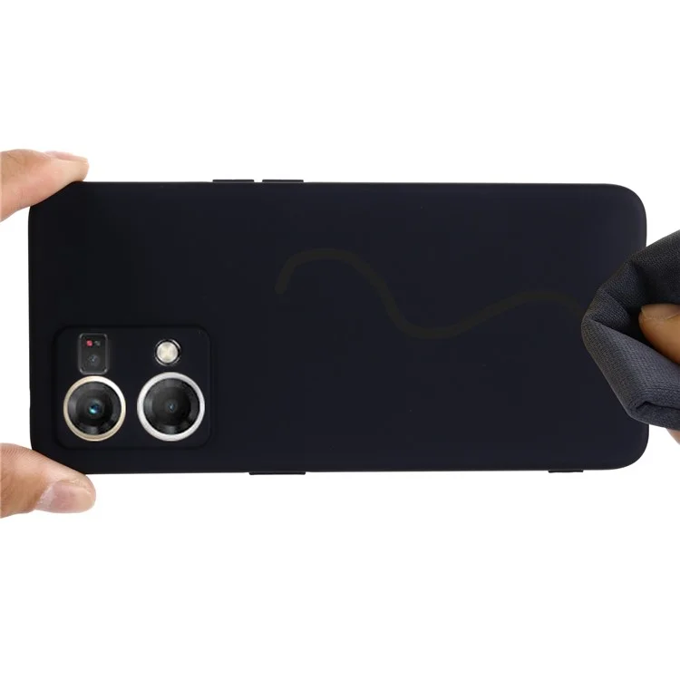 Жидкокристаллический силиконовый чехол для Oppo Reno7 4G / F21 Pro 4G, утолщенный дизайн, мягкая микрофибровая подкладка, защита от царапин, защитный чехол - черный