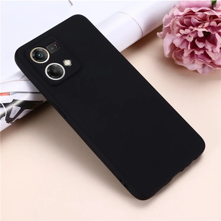 Жидкокристаллический силиконовый чехол для Oppo Reno7 4G / F21 Pro 4G, утолщенный дизайн, мягкая микрофибровая подкладка, защита от царапин, защитный чехол - черный