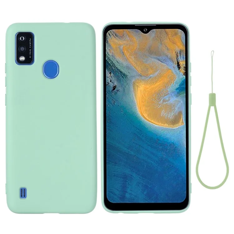 Liquid Silicone Phone Case for ZTE Blade A51, Thickening Design Soft Microfiber Lining Cushion Cellphone Guard Protective Cover - Green