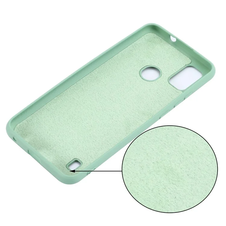 Liquid Silicone Phone Case for ZTE Blade A51, Thickening Design Soft Microfiber Lining Cushion Cellphone Guard Protective Cover - Green
