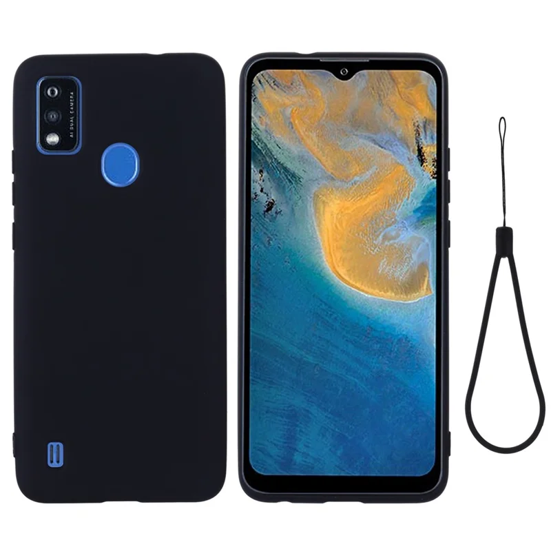 Funda de teléfono de silicona líquida para ZTE Blade A51, diseño de refuerzo, forro de microfibra suave, amortiguación de la carcasa del teléfono celular, cubierta protectora - negro