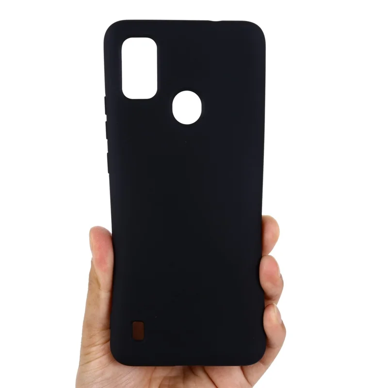 Funda de teléfono de silicona líquida para ZTE Blade A51, diseño de refuerzo, forro de microfibra suave, amortiguación de la carcasa del teléfono celular, cubierta protectora - negro