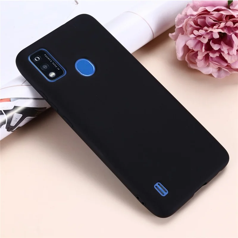 Funda de teléfono de silicona líquida para ZTE Blade A51, diseño de refuerzo, forro de microfibra suave, amortiguación de la carcasa del teléfono celular, cubierta protectora - negro