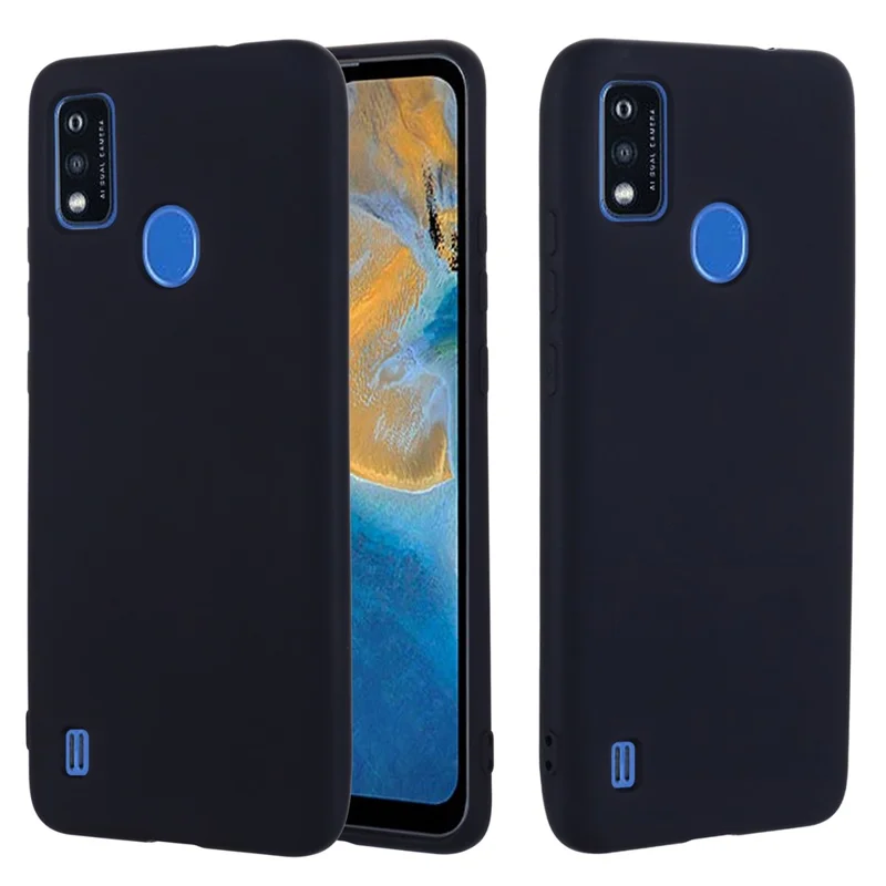 Funda de teléfono de silicona líquida para ZTE Blade A51, diseño de refuerzo, forro de microfibra suave, amortiguación de la carcasa del teléfono celular, cubierta protectora - negro