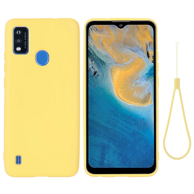 Liquid Silicone Phone Case for ZTE Blade A51, Thickening Design Soft Microfiber Lining Cushion Cellphone Guard Protective Cover - Yellow