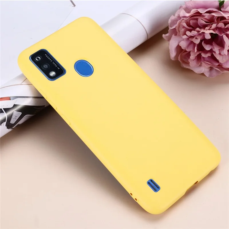 Liquid Silicone Phone Case for ZTE Blade A51, Thickening Design Soft Microfiber Lining Cushion Cellphone Guard Protective Cover - Yellow