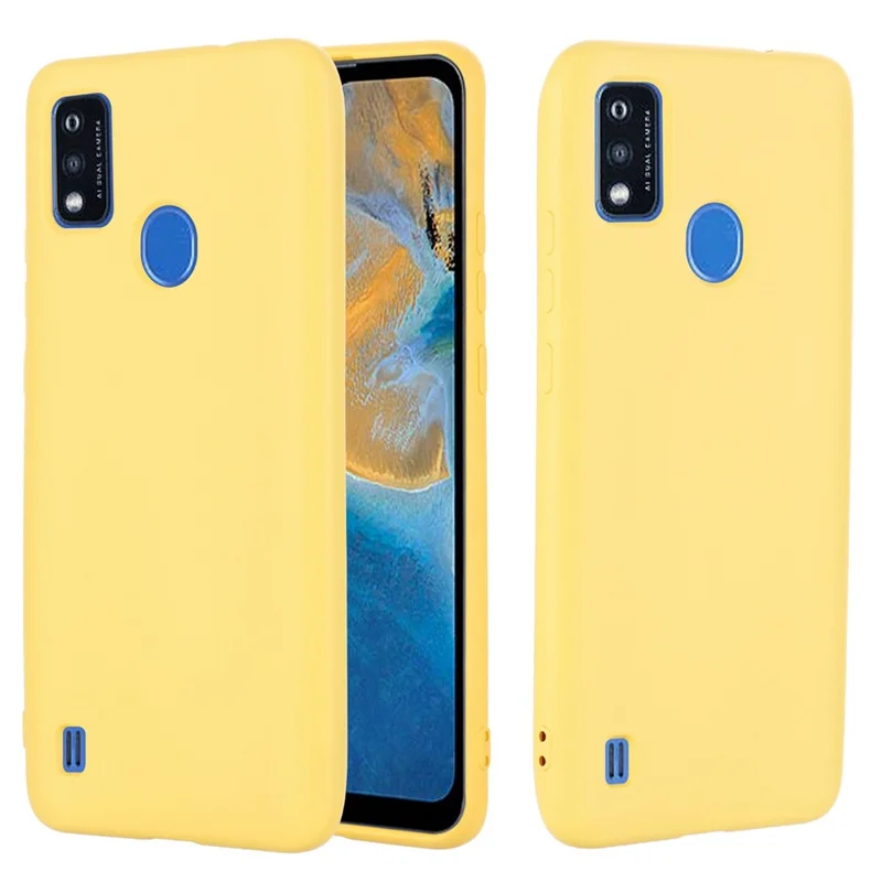 Liquid Silicone Phone Case for ZTE Blade A51, Thickening Design Soft Microfiber Lining Cushion Cellphone Guard Protective Cover - Yellow
