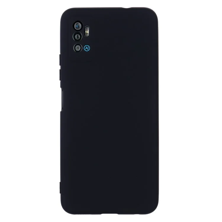 Liquid Silicone Phone Case for ZTE Blade A71, Collision Resistant Thickening Design Soft Microfiber Lining Cushion Protective Cover - Black
