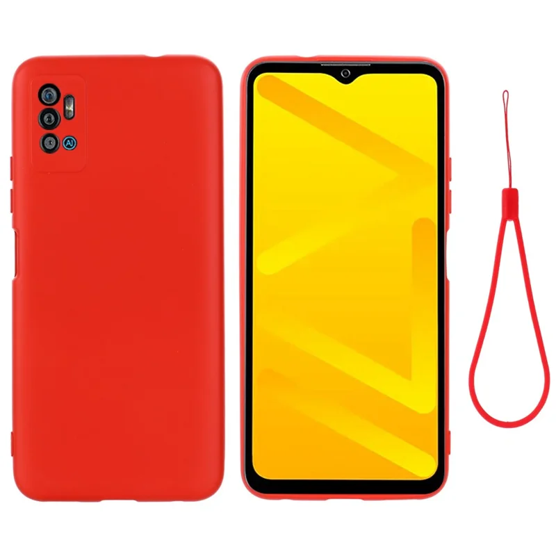 Liquid Silicone Phone Case for ZTE Blade A71, Collision Resistant Thickening Design Soft Microfiber Lining Cushion Protective Cover - Red
