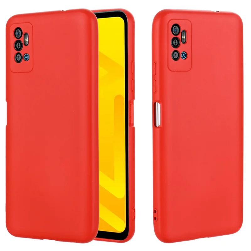 Liquid Silicone Phone Case for ZTE Blade A71, Collision Resistant Thickening Design Soft Microfiber Lining Cushion Protective Cover - Red
