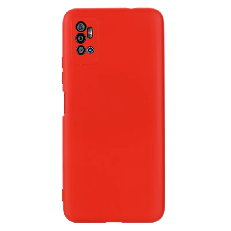 Liquid Silicone Phone Case for ZTE Blade A71, Collision Resistant Thickening Design Soft Microfiber Lining Cushion Protective Cover - Red
