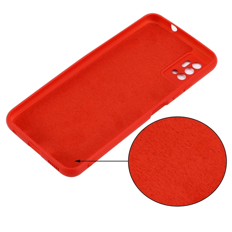 Liquid Silicone Phone Case for ZTE Blade A71, Collision Resistant Thickening Design Soft Microfiber Lining Cushion Protective Cover - Red