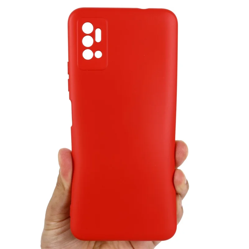 Liquid Silicone Phone Case for ZTE Blade A71, Collision Resistant Thickening Design Soft Microfiber Lining Cushion Protective Cover - Red