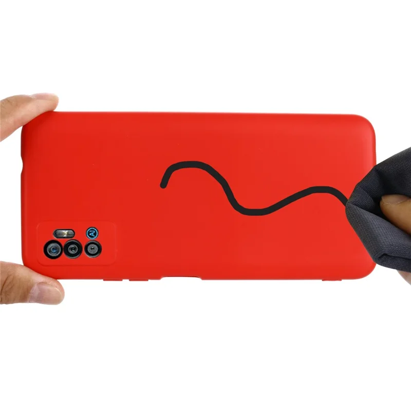 Liquid Silicone Phone Case for ZTE Blade A71, Collision Resistant Thickening Design Soft Microfiber Lining Cushion Protective Cover - Red