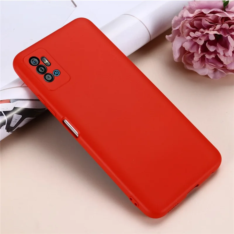 Liquid Silicone Phone Case for ZTE Blade A71, Collision Resistant Thickening Design Soft Microfiber Lining Cushion Protective Cover - Red