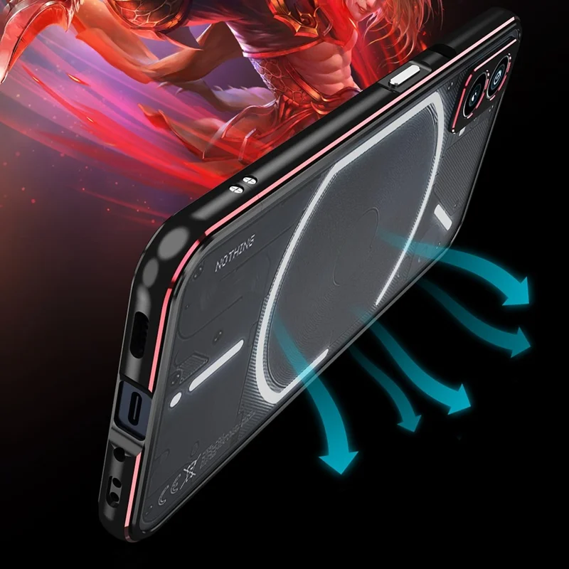 For Nothing phone (1) 5G Metal Bumper Case Two Section Phone Cover with Camera Lens Cover - Silver