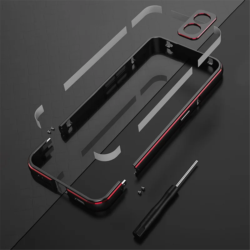 For Nothing phone (1) 5G Metal Bumper Case Two Section Phone Cover with Camera Lens Cover - Silver