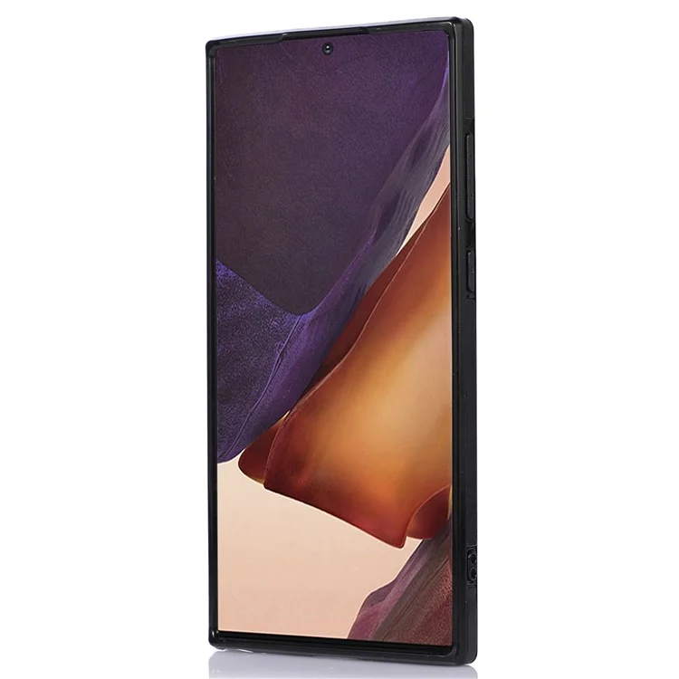Per Samsung Galaxy S22 Ultra 5G PU in Pelle TPU Rivestita TPU Telefono Copertina di Card di Cavalletto Resistente ai Graffi Con Spalla - Nero