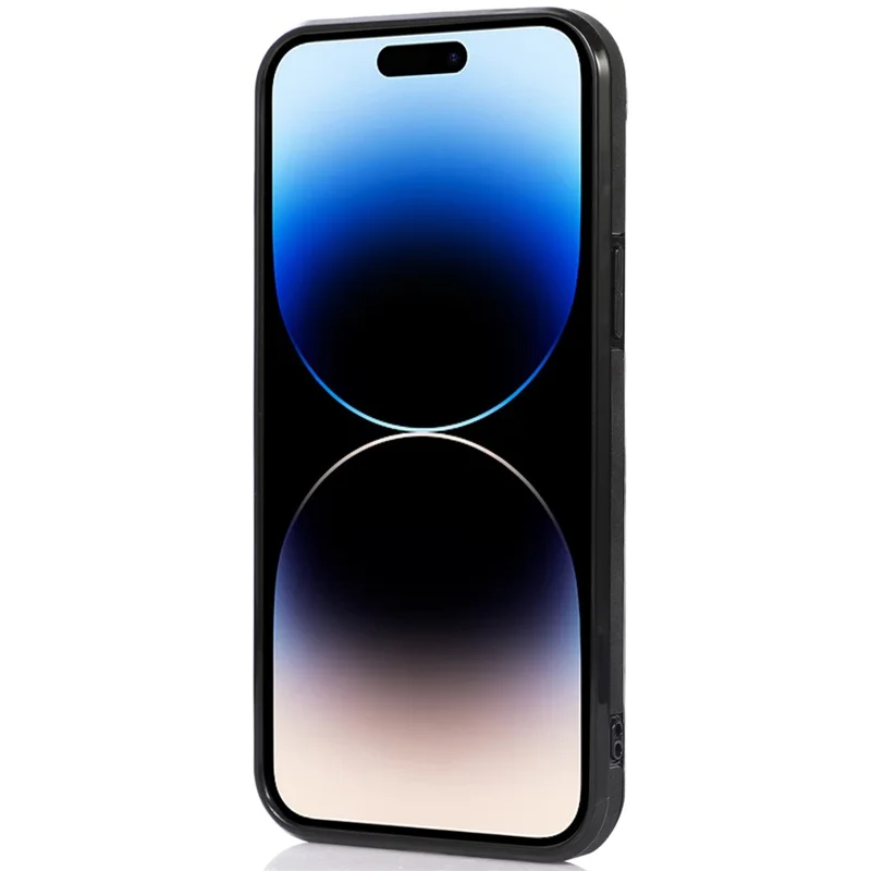 For iPhone 14 Pro 6.1 inch Leather Coated TPU Phone Protector Foldable Wallet Design Back Cover - Black