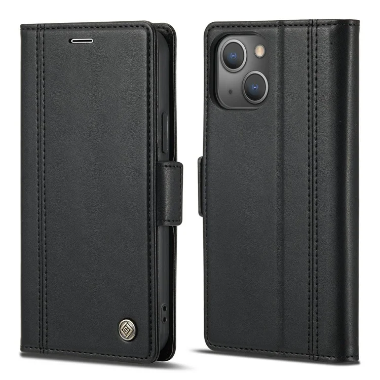 Lc. Imeeke Phone Stand Capa Para Iphone 14 Max 6,7 Polegadas, Coloques Magnéticos Duplos PU PU Caixa à Prova de Gota Com Carteira - Preto
