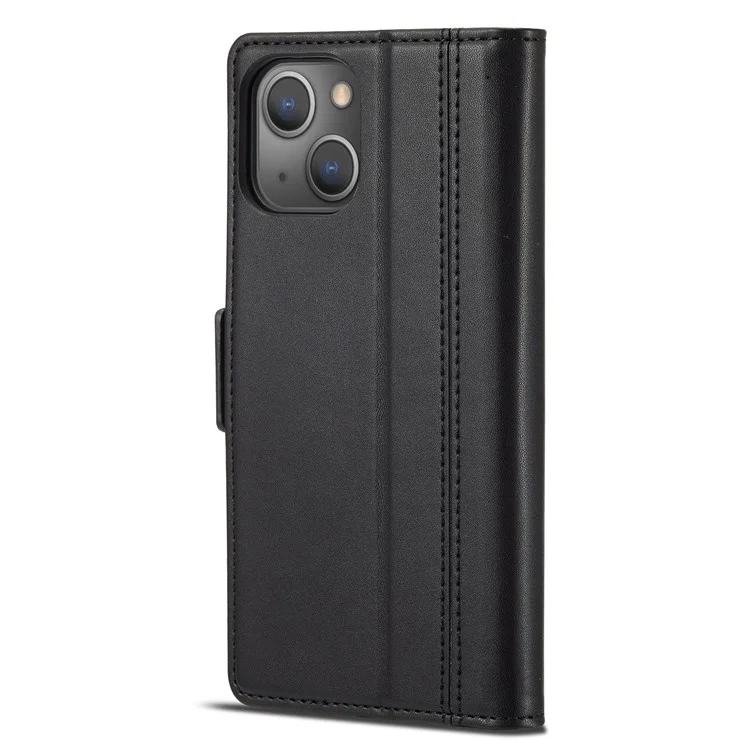Lc. Imeeke Phone Stand Capa Para Iphone 14 Max 6,7 Polegadas, Coloques Magnéticos Duplos PU PU Caixa à Prova de Gota Com Carteira - Preto