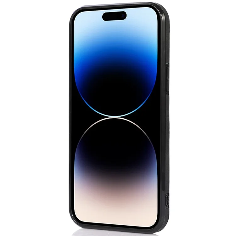 Per Iphone 14 Pro Max 6,7 Pollici Tri-fold Wallet Kickstand Cover Posteriore PU Peth + TPU Anti-scratch Case - Nero