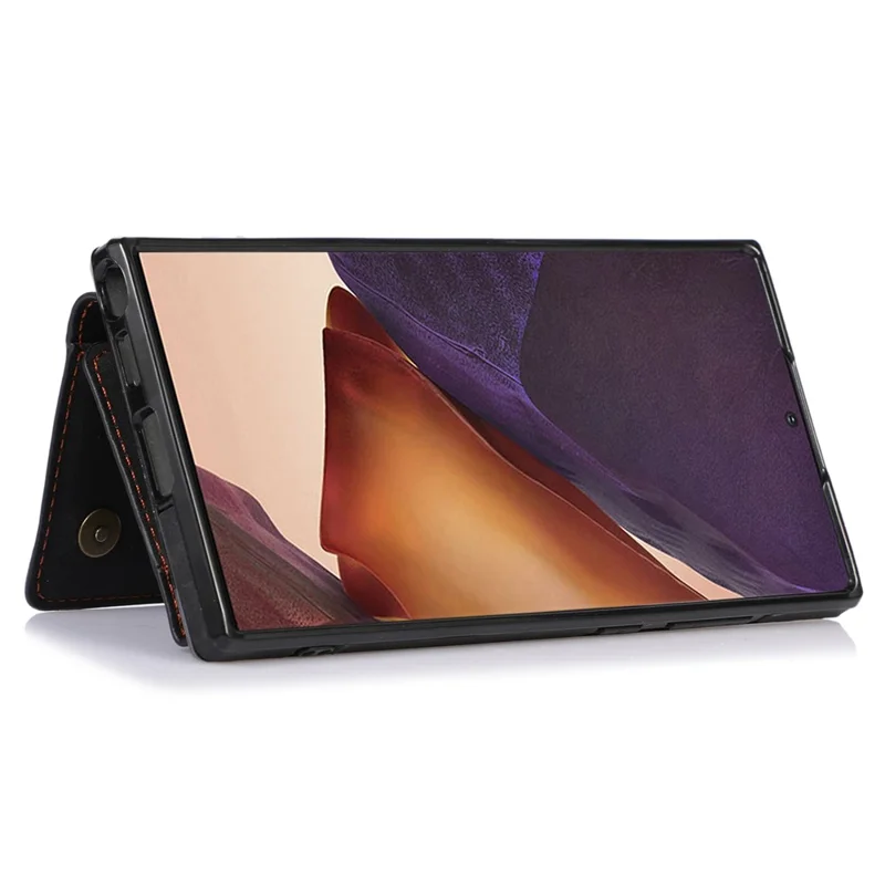 For Samsung Galaxy S22 Ultra 5G Foldable Wallet Design Leather Coated TPU Phone Case Shockproof Mobile Phone Shell - Black