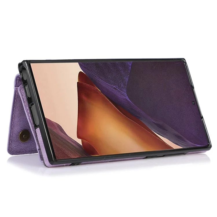 Для Samsung Galaxy S22 Ultra 5G Складной Кошелек Дизайн Кожи Кожи TPU Case Case Shock -resect Shell - Пурпурный