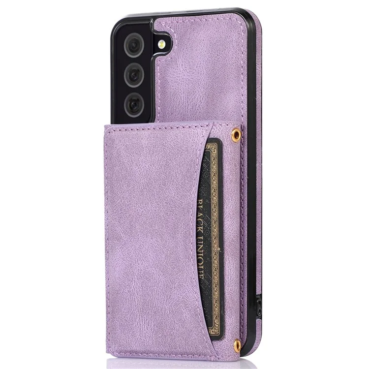 Für Samsung Galaxy S22+ 5G Wallet Design Phone Case Wear-resistant Multiple Card Slots Lederschicht Tpu-abdeckung - Violett