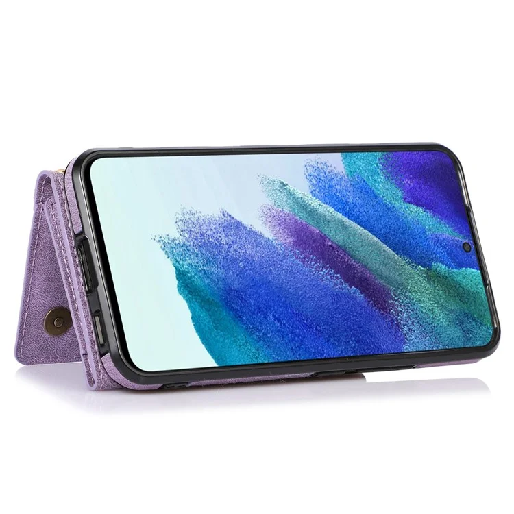 Für Samsung Galaxy S22+ 5G Wallet Design Phone Case Wear-resistant Multiple Card Slots Lederschicht Tpu-abdeckung - Violett