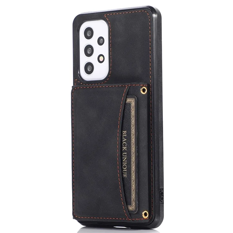 Pour Samsung Galaxy A52 4G / 5G / A52s 5G Wallet Kickstand Étui de téléphone Revêtement en cuir TPU Anti-chute Coque de protection - Noir