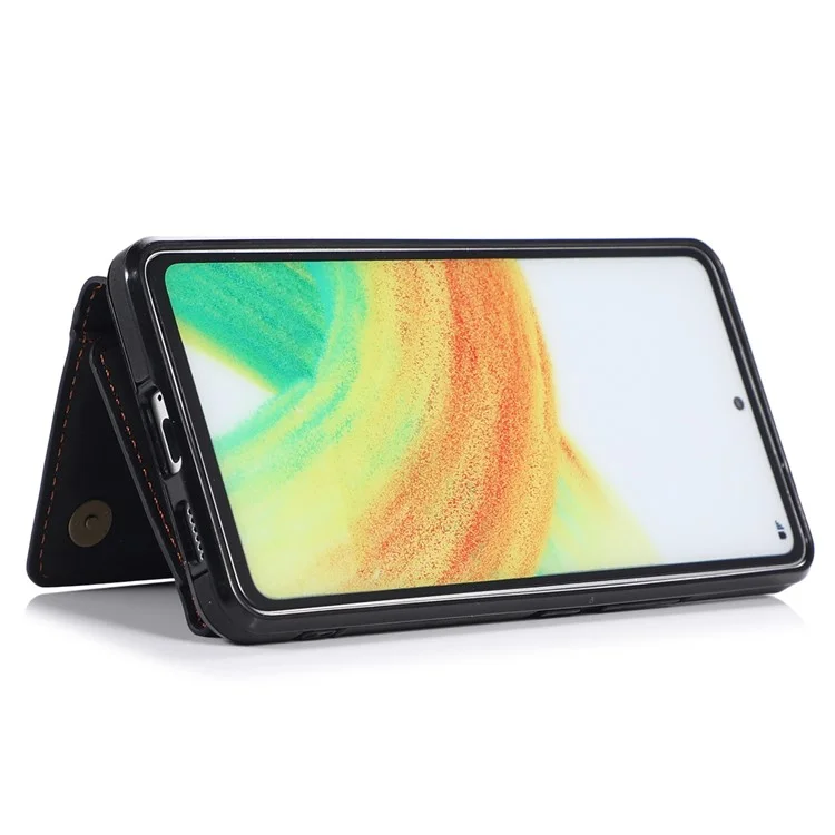 Pour Samsung Galaxy A52 4G / 5G / A52s 5G Wallet Kickstand Étui de téléphone Revêtement en cuir TPU Anti-chute Coque de protection - Noir
