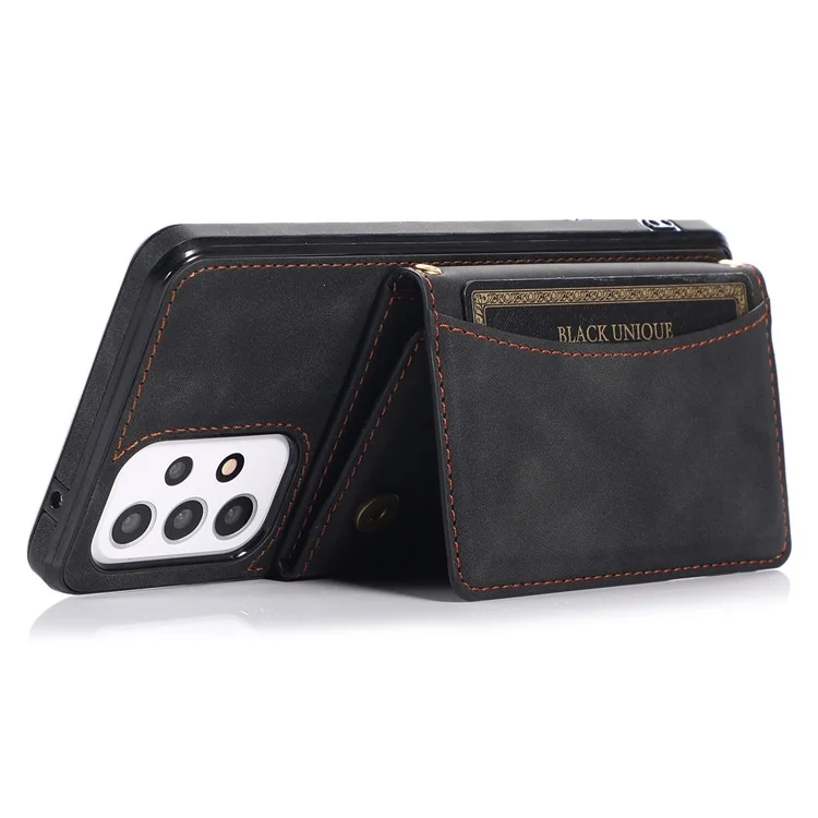 Pour Samsung Galaxy A52 4G / 5G / A52s 5G Wallet Kickstand Étui de téléphone Revêtement en cuir TPU Anti-chute Coque de protection - Noir