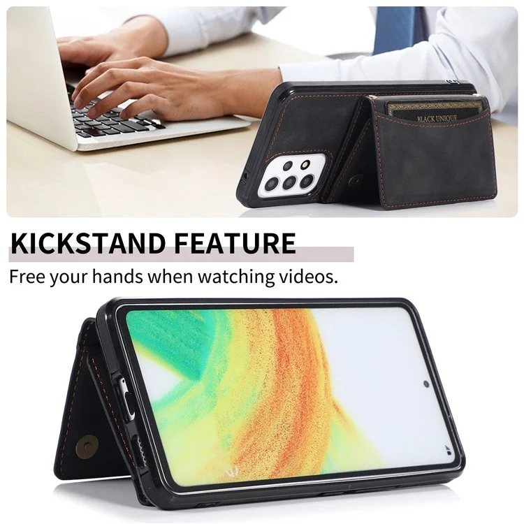 Pour Samsung Galaxy A52 4G / 5G / A52s 5G Wallet Kickstand Étui de téléphone Revêtement en cuir TPU Anti-chute Coque de protection - Noir