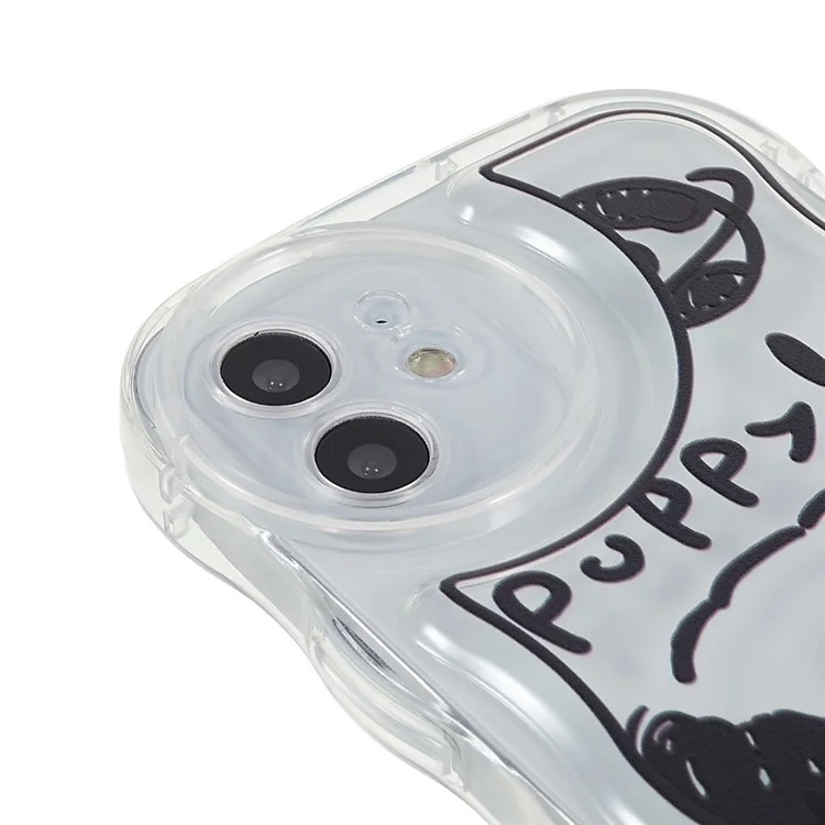 Pattern Printed Phone Case for iPhone 12 6.1 inch, Wave-shaped Edge Anti-scratch Soft TPU Back Cover - Lines / Dog