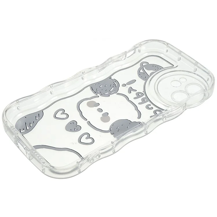 Pattern Printed Phone Case for iPhone 12 6.1 inch, Wave-shaped Edge Anti-scratch Soft TPU Back Cover - Lines / Dog