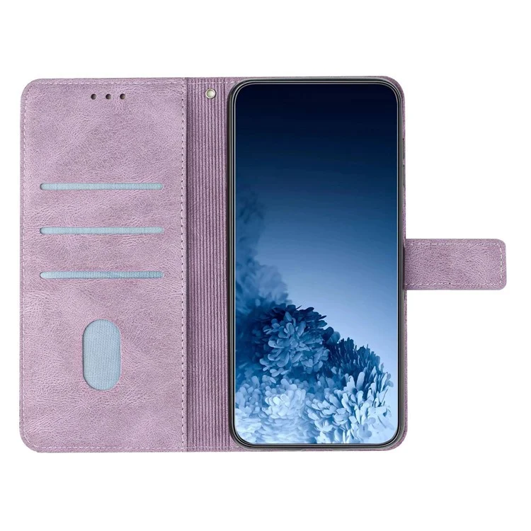 Para iPhone 14 Plus Mandala Flower Imprinted Wallet Case PU Leather Wrist Strap Stand Feature Flip Cover - Roxo