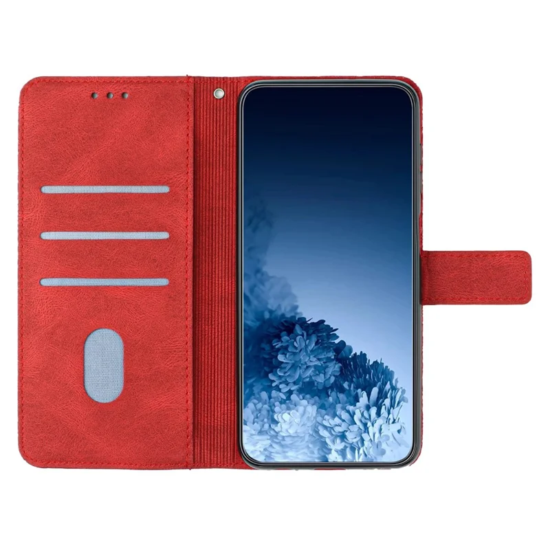 For iPhone 14 Pro Max 6.7 inch Imprinted Mandala Flower PU Leather Phone Case Wallet Stand Magnetic Protective Cover with Wrist Strap - Red