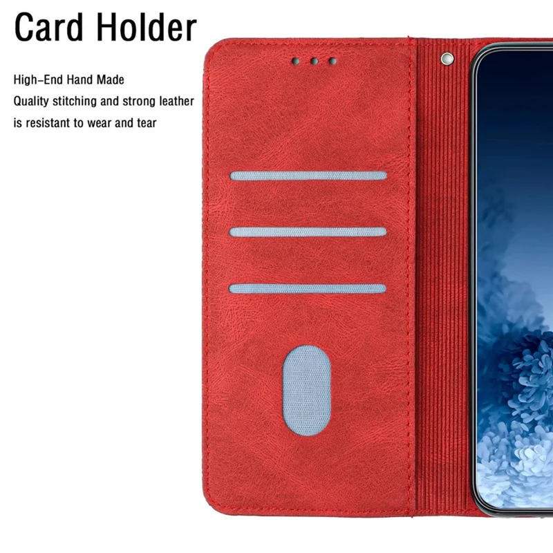 For iPhone 14 Pro Max 6.7 inch Imprinted Mandala Flower PU Leather Phone Case Wallet Stand Magnetic Protective Cover with Wrist Strap - Red