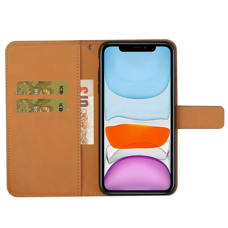Per Iphone 14 Pro Max 6,7 Pollici in Stile Etnico Flower Exprinted Case PU Peth+tpu Stand Wallet Cover Per Cellulare - Marrone