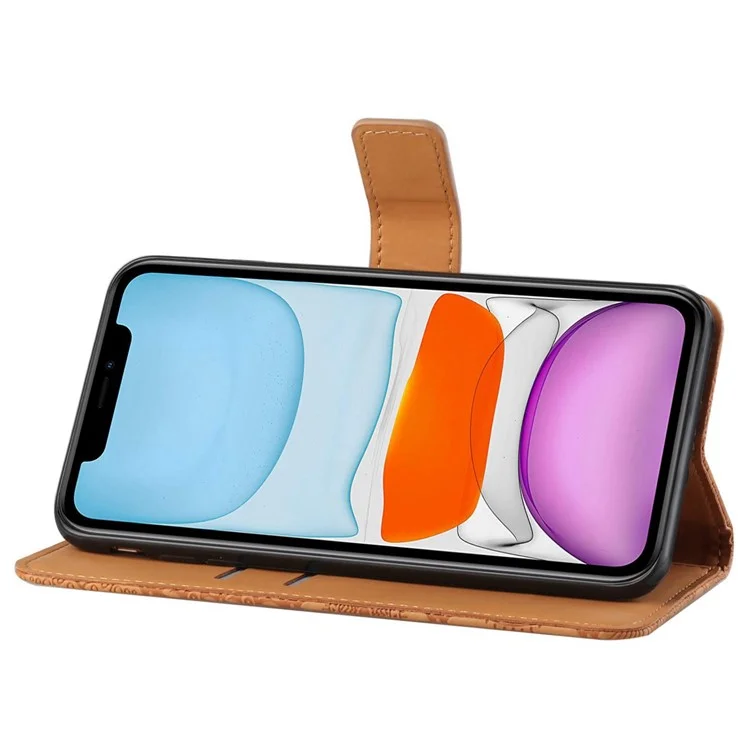 Per Iphone 14 Pro Max 6,7 Pollici in Stile Etnico Flower Exprinted Case PU Peth+tpu Stand Wallet Cover Per Cellulare - Marrone