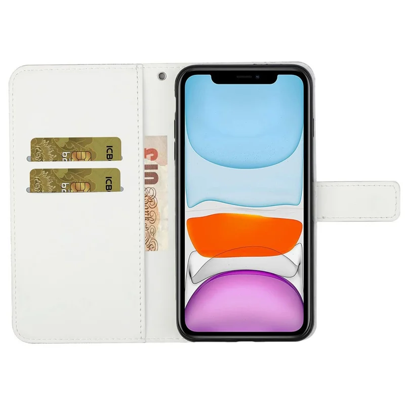 For iPhone 14 Pro Max 6.7 inch Ethnic Style Flower Imprinted Case PU Leather+TPU Stand Wallet Mobile Phone Cover - White