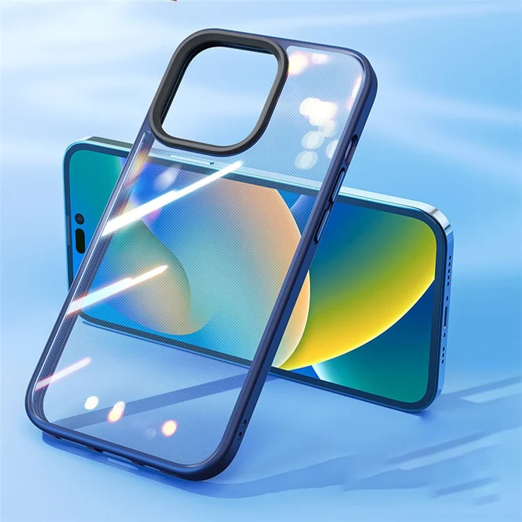 ROCK Protective Case for iPhone 14 Pro 6.1 inch Transparent Phone Cover TPU+PC Anti-Fall Slim Case - Blue