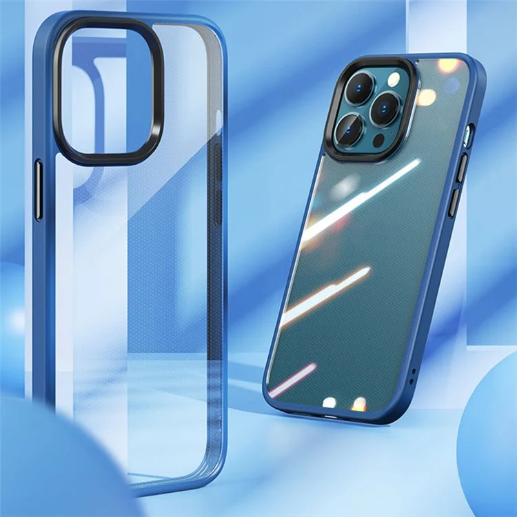 ROCK Transparent Phone Case for iPhone 14 Pro Max 6.7 inch Protective Cover TPU+PC Anti-Drop Slim Case - Blue