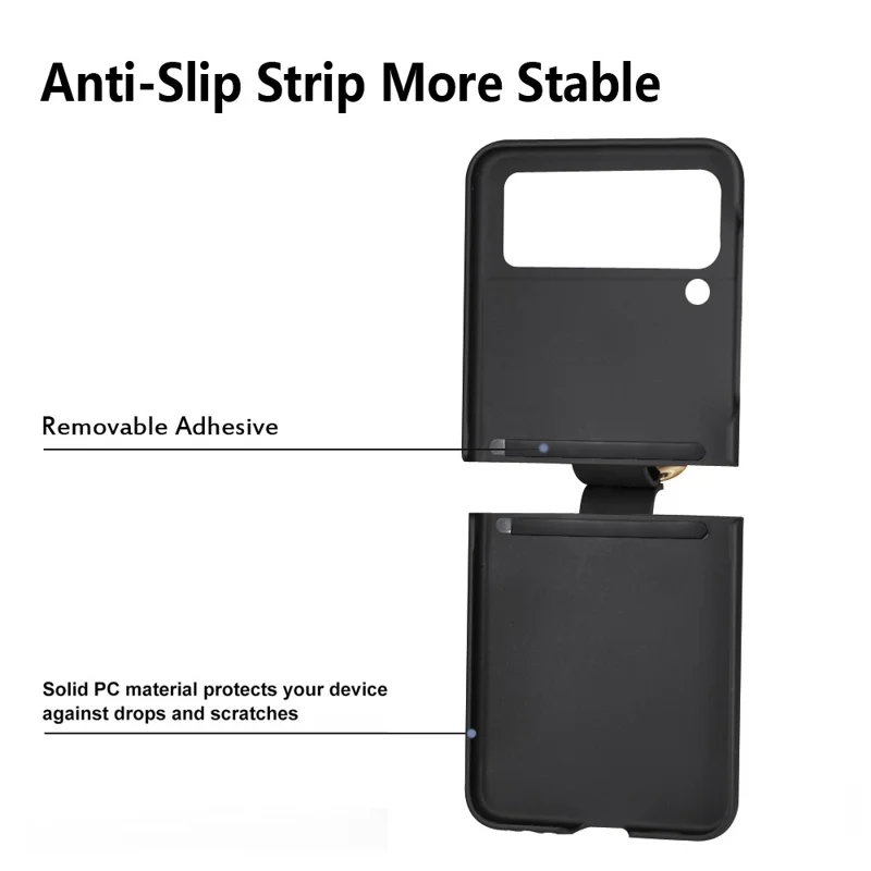Para Samsung Galaxy Z Flip4 5G Ultra Thin Rubberized Folding PC Phone Case Cover com Anel de Dedo Suporte - Dourado